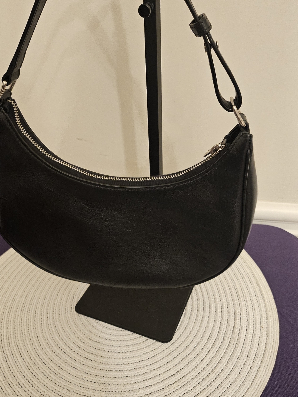 AUTHENTIC Celine Ava Bag in Smooth Calfskin - Black with White Logo - Picture 2 of 12
